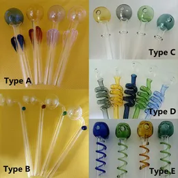 Glass Oil Burner Pipe Colorful Smoking Handcraft Water Burning Herb Cigarette Nail Rig Bong burining pipes handle
