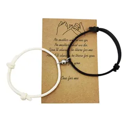 2022 Hot Magneet Armband Paar Handgemaakte Verstelbare Touw Bijpassende Braslet Oneindige Liefde Armband Geluk Zwart Wit Brazalete Gift