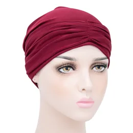 2021 Muslim Women Hijab Tube Turban Underscarf Long Tail Bonnet Ninja Hair Loss Headwear Wrap Pleated Chemo Hat Beanie Islamic Caps