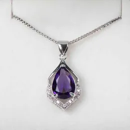 ネックレスバグリンゲンエレガントなウォータードロップハンガーアメジストケッティングボアvRouwen気質edelsteen Zilver 925 sieraden bruiloften g