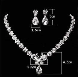 Biżuteria ślubna Świecenie Nowe tanie 2 zestawy Rhinestone Bridal Jewellery Akcesoria Kryształy Naszyjnik i kolczyki do konkursu na bal Pa197H