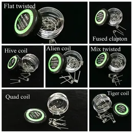 Flat twisted wire Fused clapton coils Hive premade wrap wires Alien Mix twisted Quad Tiger 7 Different Heating Resistance 10pcs/box RBA DHL