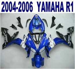 사출 성형 YAMAHA 2004-2006 YZF R1 yzf-r1 04 05 06 무료 배송 ABS 페어링 키트 파란색 흰색 검정 fairings 세트 YQ18