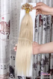 100s 18 "-22" Indian Remy Prebonded Fusion Keratyny Nail Tip U Tip Human Hair Extensions Bleach Blonde # 613,0.5g na pasmo