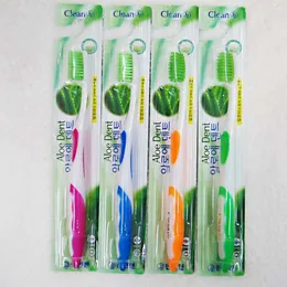 Ny ankomst Aloe Dent tandborste med dubbelgrön päls för vuxen / barns tandborste för antibakteriell rengöring