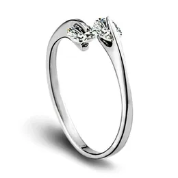 Kostenloser Versand neu 925 Sterling Silber Fashion Schmuck Doppel Diamant Diamond Forever mit Pave Zirkon Ring Hot Sell Girl Geschenk 1754