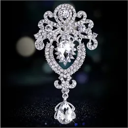 Vintage Crown Pin Crystal Dangle Brooch High-end Rhinestone Brooch Beautiful Pins For Women New 2016 Jewelry Accessories Bridal Wedding Bouq