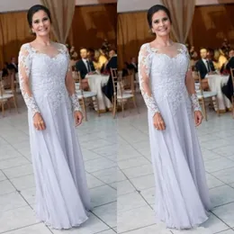 2018 Mother Off Bride Dresses Sweetheart Lace Applique Beads Long Sleeves Chiffon Floor Length Cheap Evening Wear Mother Of The Bride Dress