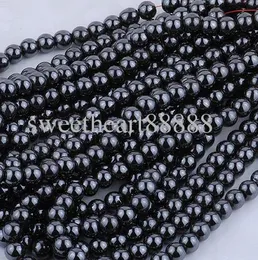 MIC New 8mm 200pc Black Natural Jet Hematite Gemstone Round Ball Loose Finding Beads Jewelry DIY