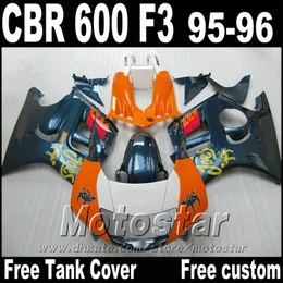 Hochwertiges Verkleidungsset für HONDA CBR600 F3 95 96 Motorradverkleidungen CBR 600 F3 1995 1996 orange-blaues Karosserieset