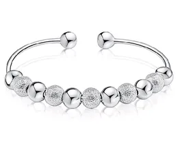 Sterling silverpläterad manschettbangle armband lycka till lyckliga pärlor Anti allergy hand smycken för kvinnor försäljning 20st