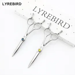 Lyrebird HIGH CLASS Hair cutting scissors Japan Hairdressing scissors 5.5 INCH Blue stone yellow stone NEW