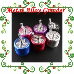 Zinc Alloy Tobacco Herb Grinders Smoking 55/63mm 4 Layer Parts Hand Grinder Herbal Cigarette Spice Crusher With Handle Crushers