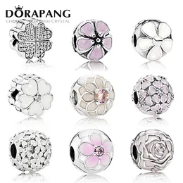 Dorapang 925 Sterling Silver Safety Clip Spring Bloom Charm Pärla Collocation Bracelet DIY Bangle Kvinna Födelsedaggåva