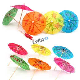 Brand New and High Quality 50 Mixed Paper Cocktail Umbrellas with Fruit fork Stylish Design 10sets