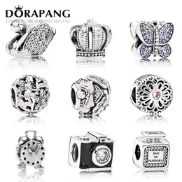 DORAPANG 100% autentico argento sterling 925 Retro fotocamera sveglia braccialetto adatto braccialetto fai da te Il commercio all'ingrosso della fabbrica