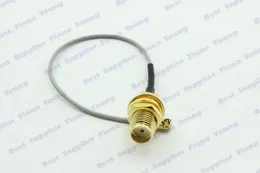 50 unids / lote SMA Hembra (Hembra Pin) Bulkhead a Ufl./IPX Conector 10 cm Gris 1.13 Cable Extensión Pigtail Cable Envío gratis