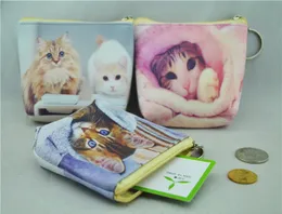 أزياء لطيف القطط مطبوعة المرأة زيبر بو عملة محفظة محافظ البسيطة حقائب المال الكلاسيكية للنساء سيدة بنات 12 قطعة / الوحدة مجانية