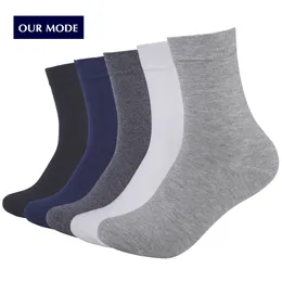 Partihandel-Vårt läge Höst Vinter Män Högkvalitativa Märke Bomull Strumpor För Man Svart Business Casual Long Socks Male 1Lot = 5PAirs