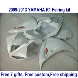 Free shipping ABS fairing kit for YAMAHA R1 2009-2013 all glossy white fairings set YZF R1 09-11 12 13 HA72