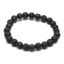 Hot Sale Lava Rock Chakra Armband Diffusor Svart Natursten Energi Handgjorda Pärlor Bangle För Womenmens Fashion Crafts Smycken