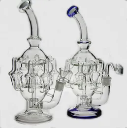 High quality 11"inches glass bubbler water pipe 8 arm perc 1gear Percolator glass bong oil rig14.4 mm joint have bowl