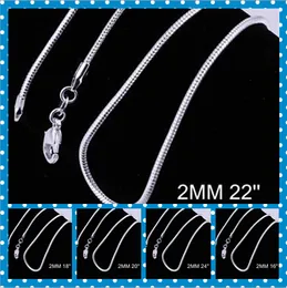 925 piastre d'argento 2 mm Miscela della catena di serpente liscia dimensione 16-24 pollici 925 collana sterling 10pcs/lotto