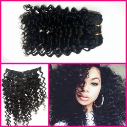 Virgin Remy Hair Clip In Human Hair Extensions Full head Set G-EASY deep wave deep curly 100% human hair fast shipping pls choose DHL