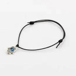 Hot ! 50pcs Hamsa Hand String Evil Eye Lucky Black color wax Cord Spiritual Bracelets Success Protection