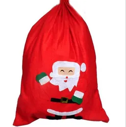 Gratis DHL Santa Sacks Christmas Strumpor Monogrammable Santa Claus Drawstring Red Bag, Monogramable Sack Väskor Candy Presentväskor CB009P