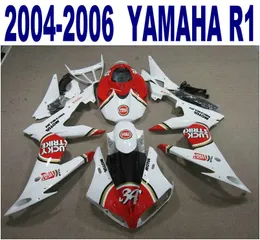 100% formowanie wtryskowe Najwyższej jakości wróżki Zestaw do Yamaha 2004 2005 2006 YZF R1 Czerwony Biały Szczęście Strike Zestaw do błonnika 04-06 YZF-R1 PQ91