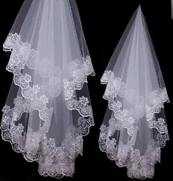 1.5M Long White Ivory Wedding Accessories Bridal Veils One Layer Applique Lace 01