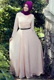 Najwyższej jakości Długie rękawy tureckie kobiety formalne suknie wieczorowe muzułmański islamski 3d kwiaty Szyfonowa Party Suknia Elegancki Dubaj Kaftan Abaya