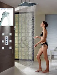 24" LED Temperature Sensitive Rainfall Shower Head 6 Pcs Big Body Jets Large Water Flow Bathroom Shower Faucet Set 008-24-6MH