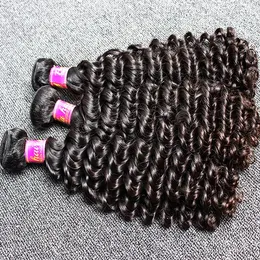 4PCS /ロット8-30インチブラジル髪束バージニア豆の深い波を織る人間の緯糸未処理の自然な色