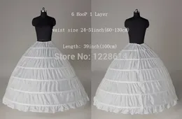 Gratis frakt 2018 Hot White 6 Hoop Slirt under bröllopsklänning Bollklänningar Crinoline Petticoats Bridal Wedding Accessoarer Vestido de Noiva