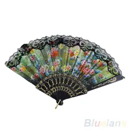 Wholesale-Spanish Flower Floral Fabric Lace Folding Hand Dancing Wedding Party Decor Fan 1N1G 2KFM