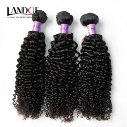 3pcs mycket 8-30Inch peruvian Curly Virgin Hair Grade 7a Obehandlat Peruansk Kinky Curly Human Hair Weave Buntar Naturlig svart hårförlängning