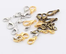 Hot MIC New 10mm 12mm 14mm 16mm 18mm Silver/Gold/Bronze Plated Alloy Lobster Clasps Clasps