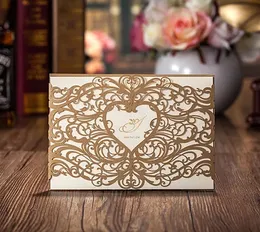 Darmowa Wysyłka 50 sztuk / partia Hurtownie Zaproszenia ślubne Elegancki Laser Cut Wesele Zaproszenia Ślubne Zaproszenia karty