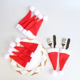 New Fashion Cute Christmas Decorative Tableware Knife Fork Set Christmas Hat Storage Tool Christmas Decoration Supplies