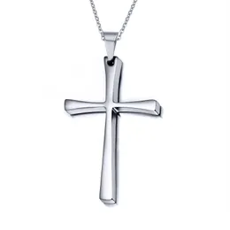 Ny ankomst Party Presentstil för kvinnor Tjej Bling Silver Rostfritt Stål Nice Cross Pendant Halsband Högpolerad Kedja 20 ''