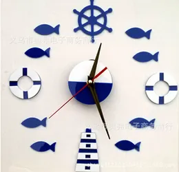Hot Sale 2016 Acrylic DIY Sea Movement Quartz Art Home Decor Novelty Wall Clock