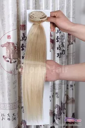 Bestseller Fitto clip nelle estensioni dei capelli umani Testa completa 70g 100g 120g Natural European Remy clips on Extension # 613 Blonde Blonde