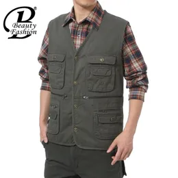 Fall-Free shipping Hot 2016 men's plus size jacket denim vest and outdoor casual multi-pocket Journalist and Photographer Waistcoat