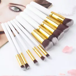 Wholesale-10pcs Professionell Makeup Brushes Set Beauty Make Up Brushes Set Foundation Brush Kits Kabuki Pulverborstar av smink