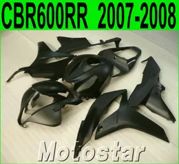 Injektionsgjutning Populära Bodykits för Honda CBR600RR 07 08 Fairings CBR 600RR F5 2007 2008 All Matte Black Plastic Fairing KQ54