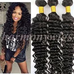 Mink Virgin Hair Extensions Brasilianska Human Hair Buntlar Deep Curly Wefts 8-34Inch Obehandlat Peruvian Indian Malaysian Bohemian Hair Weave