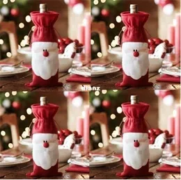New Arrive Xmas Santa Claus Wine Bottle Cover Christmas Dinner Party Table Decoration