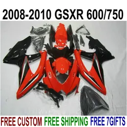 ABS bodykits for SUZUKI GSXR750 GSXR600 2008 2009 2010 red black fairings bodywork K8 K9 GSX-R600/750 08-10 fairing kit KS50
